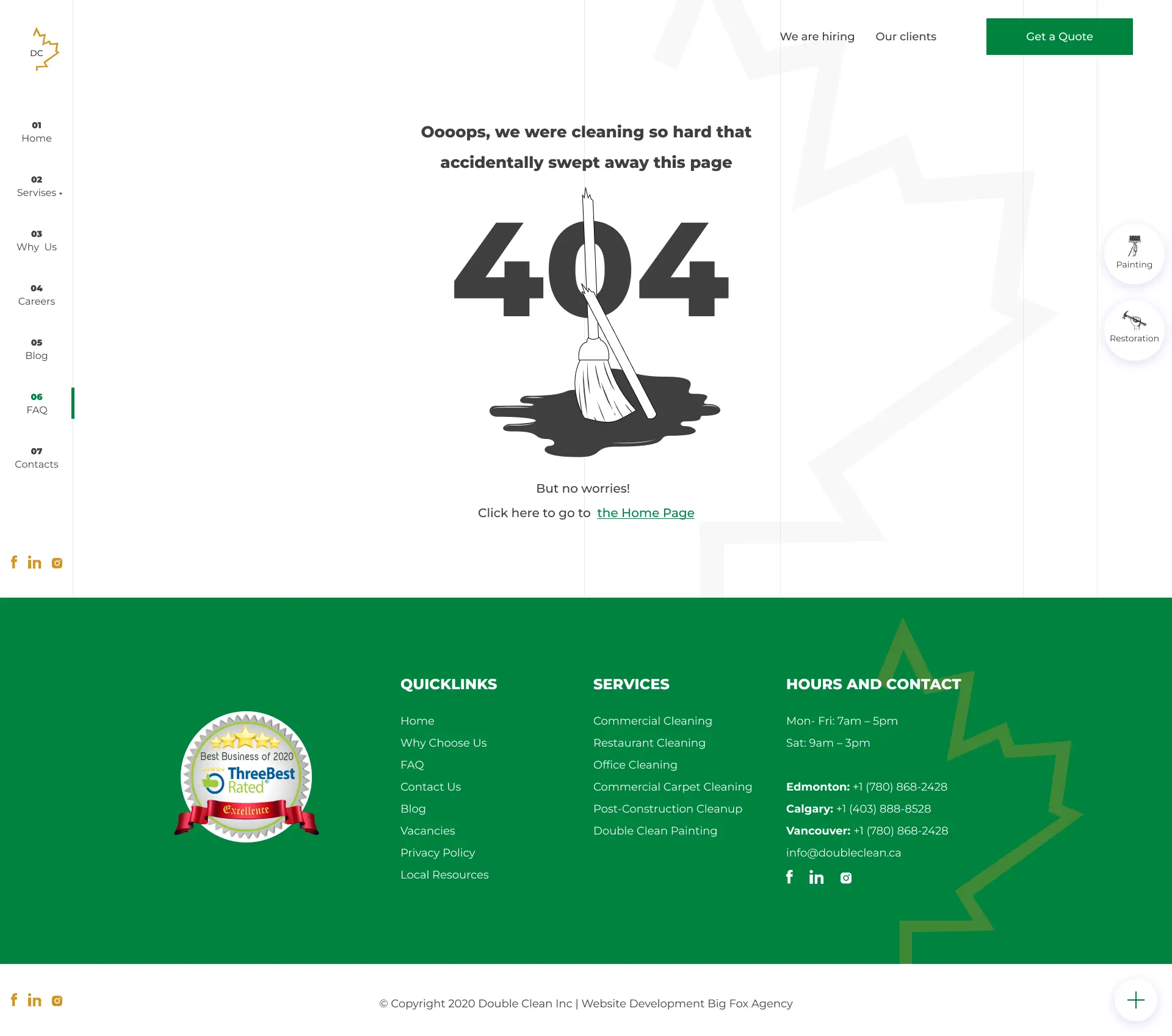 Double Clean custom 404 page — web design case study