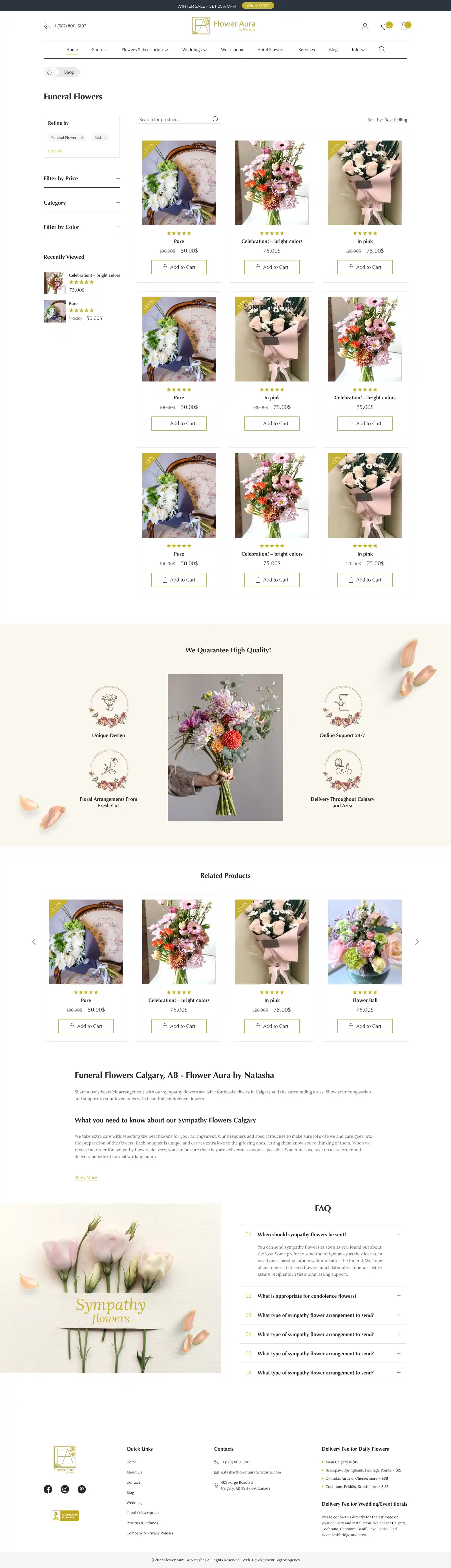 Flower Aura by Natasha catalog page — web design case study