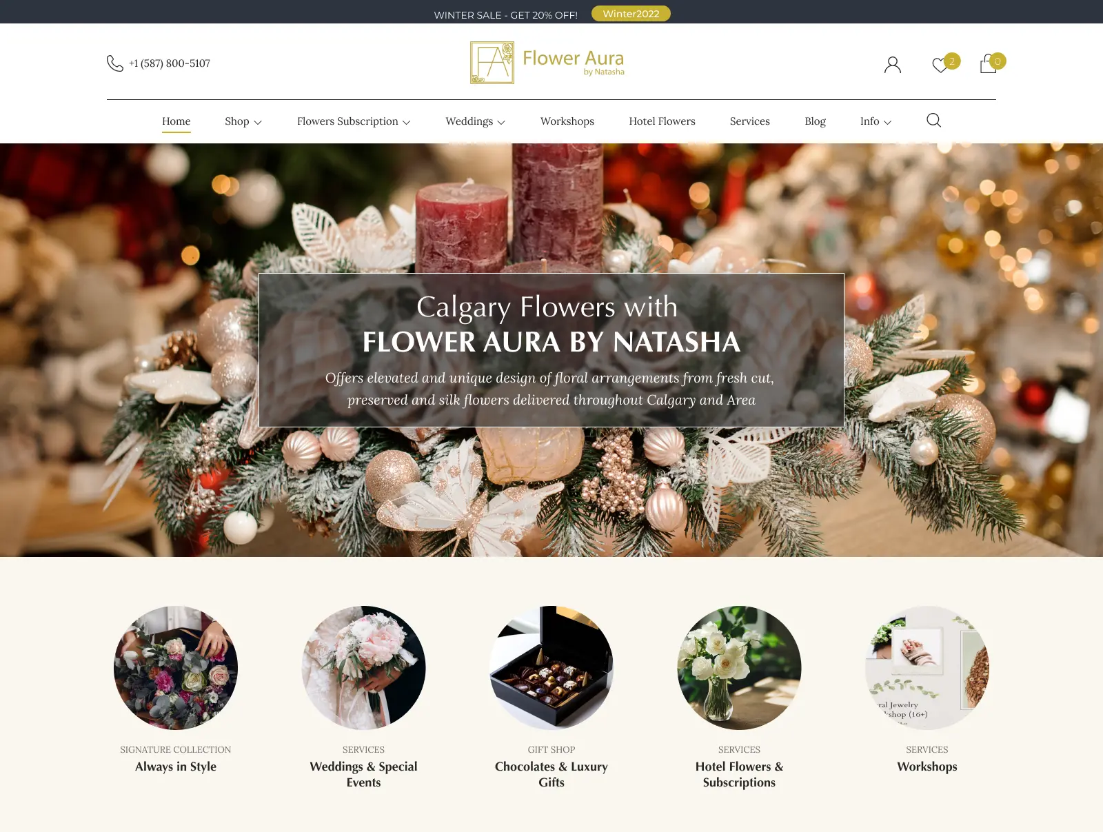 Flower Aura by Natasha seasonal collection page — web design case study