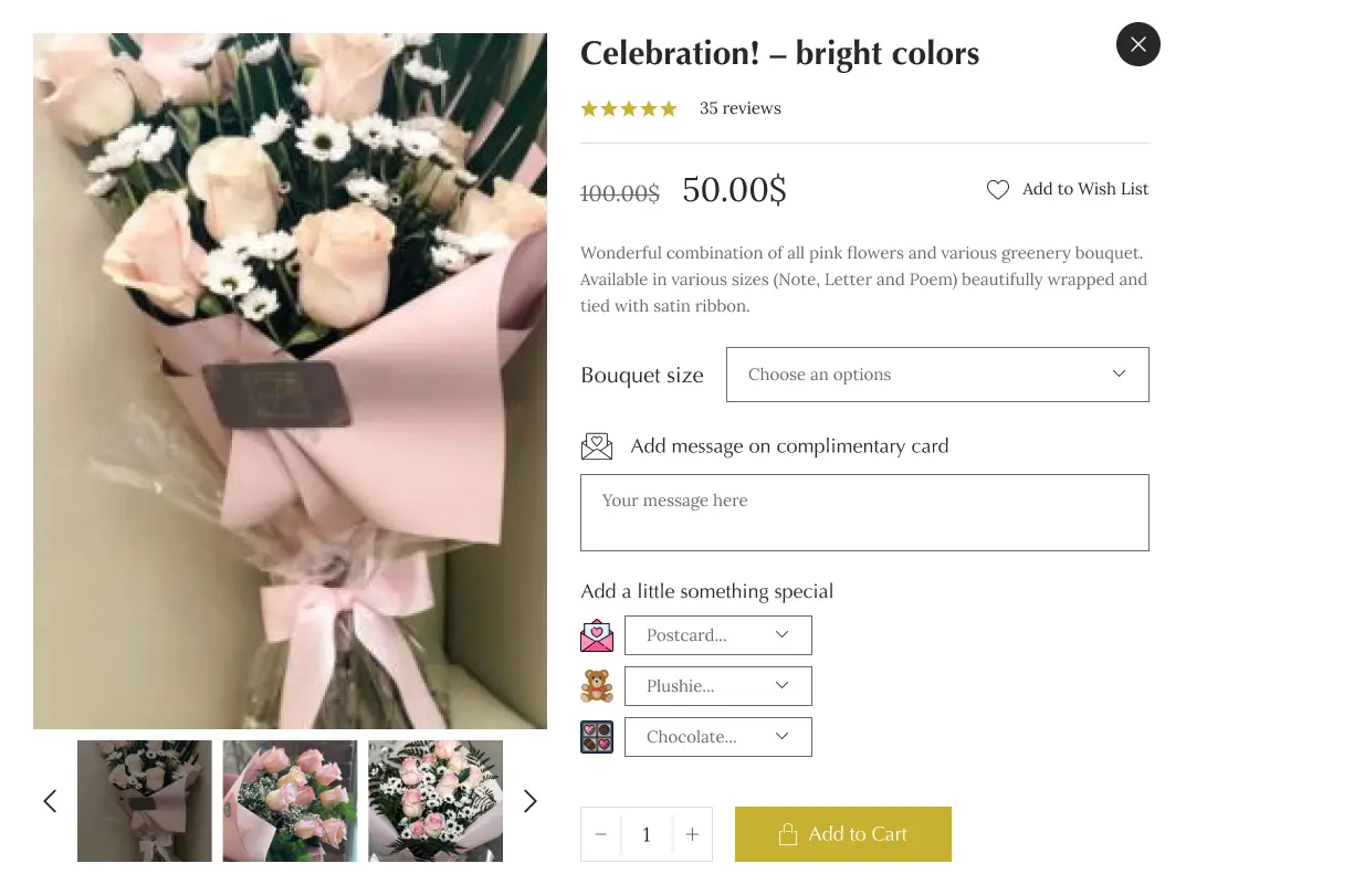 Flower Aura by Natasha quick view page — web design case study