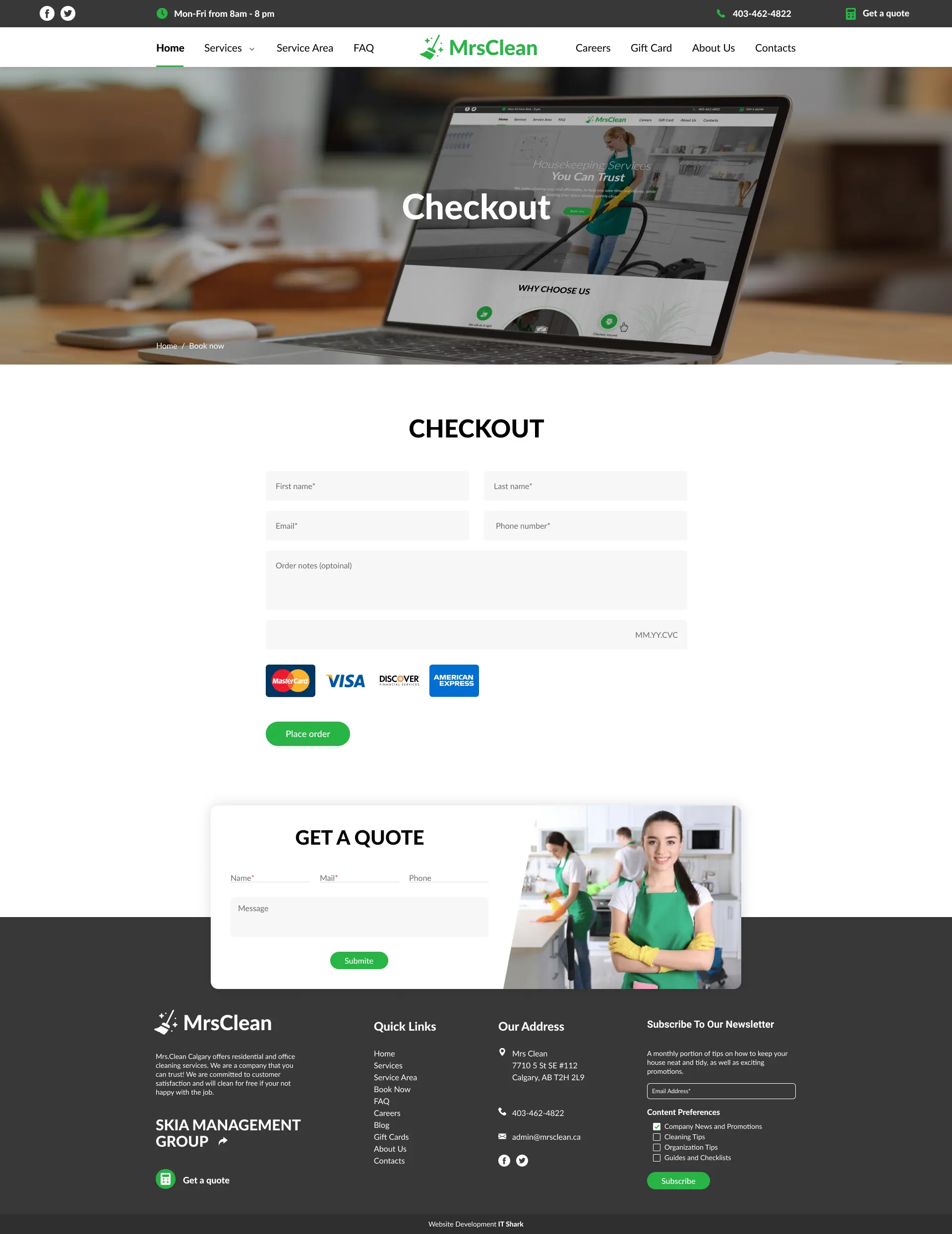 Mrs. Clean checkout page — web design case study