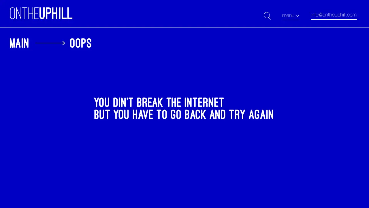 On The Uphill custom 404 page — web design case study