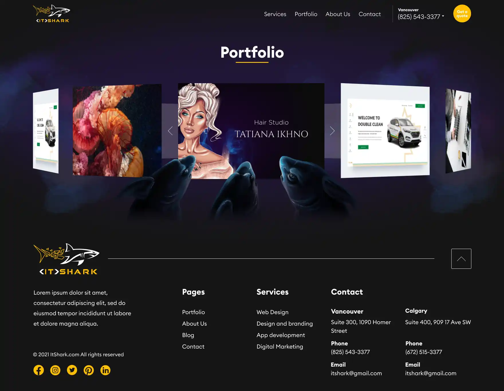 IT Shark portfolio page — web design case study