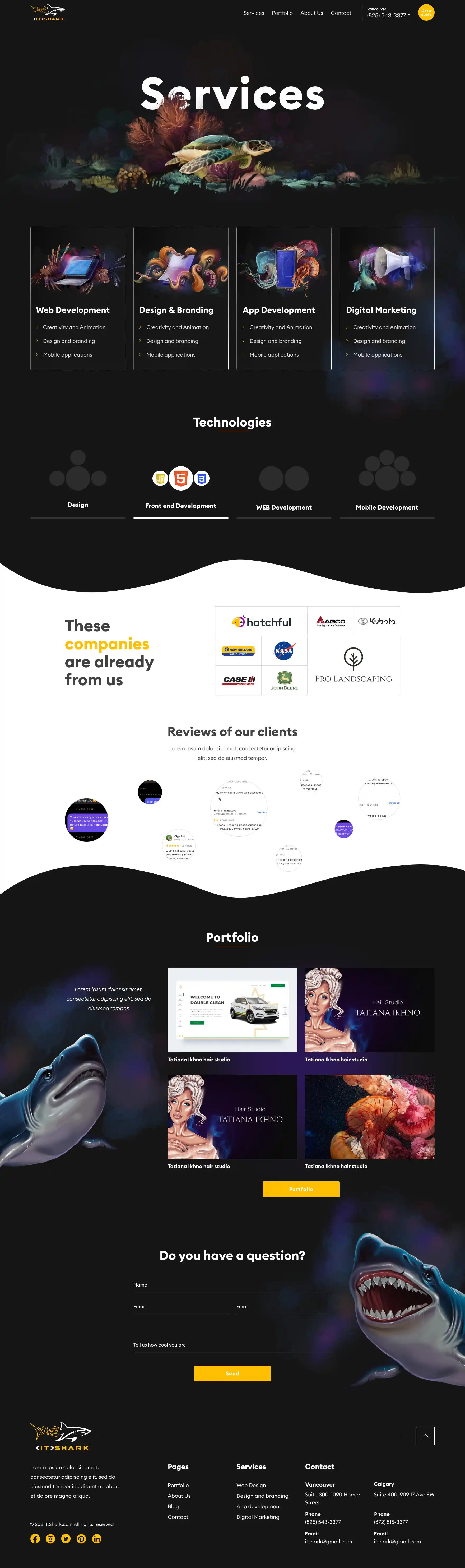 IT Shark services page — web design case study