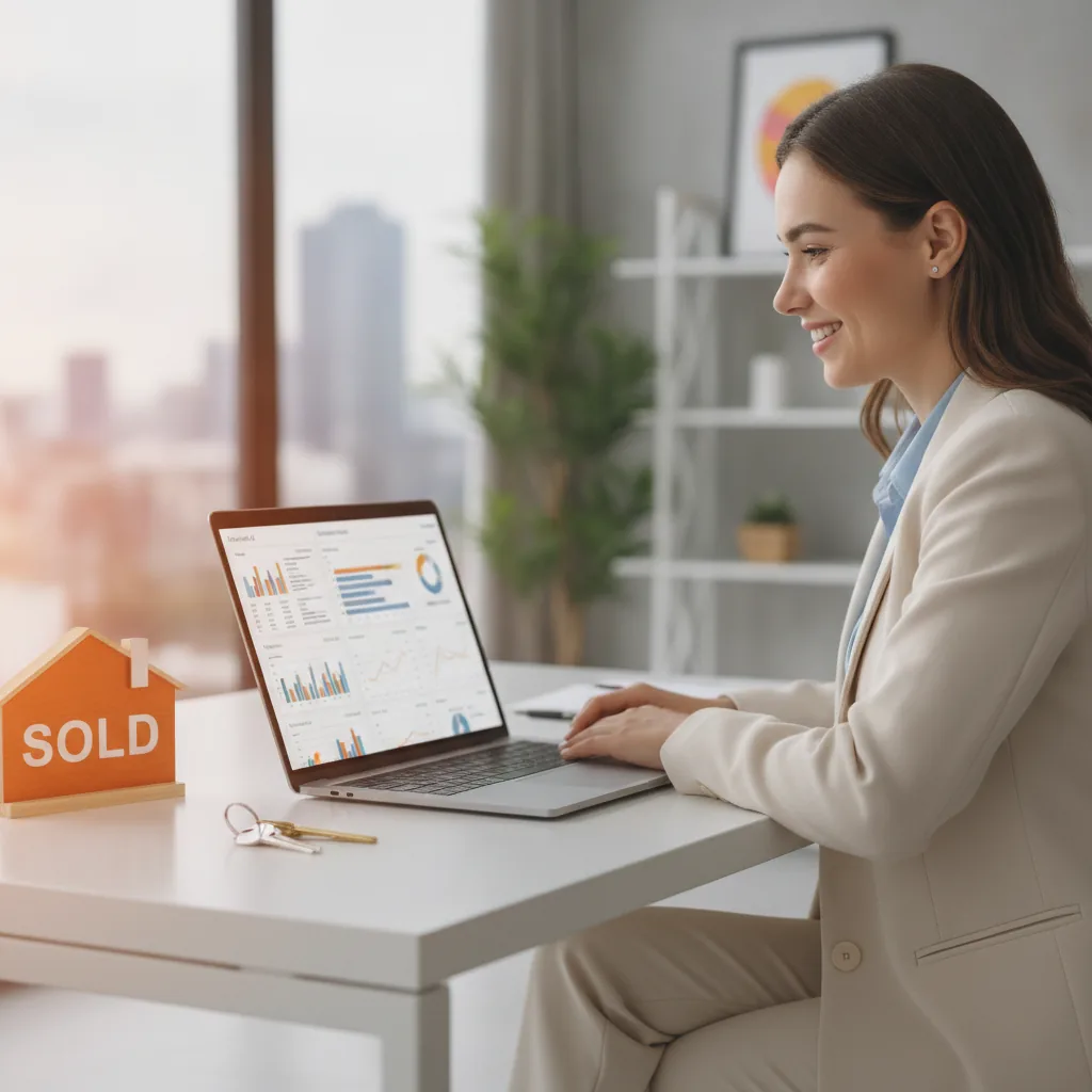 How to get real estate leads — a realtor reviewing buyer and seller leads on a laptop.