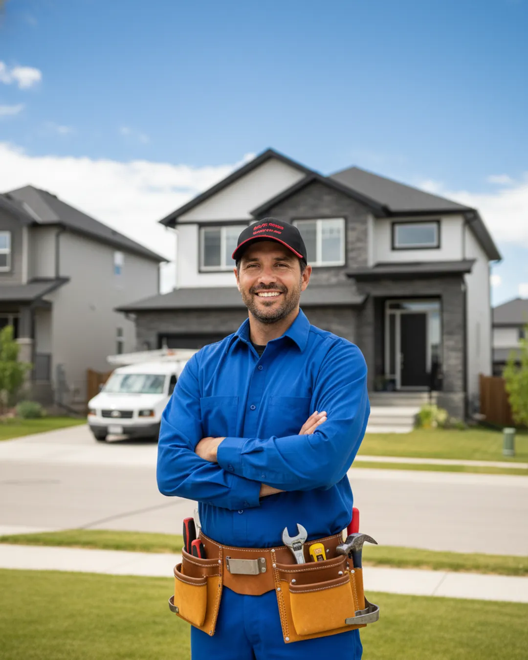 Home services marketing in Calgary — a uniformed technician working at a Calgary home.
