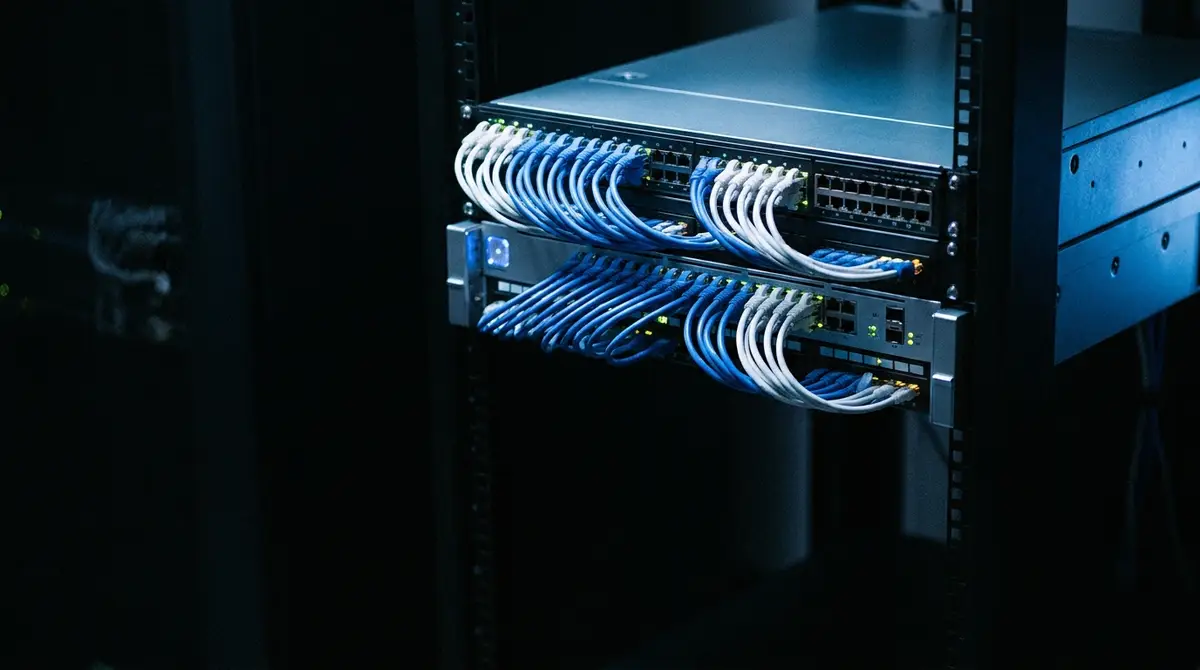 SEO for MSPs in Calgary — a server and network rack in a modern data centre.