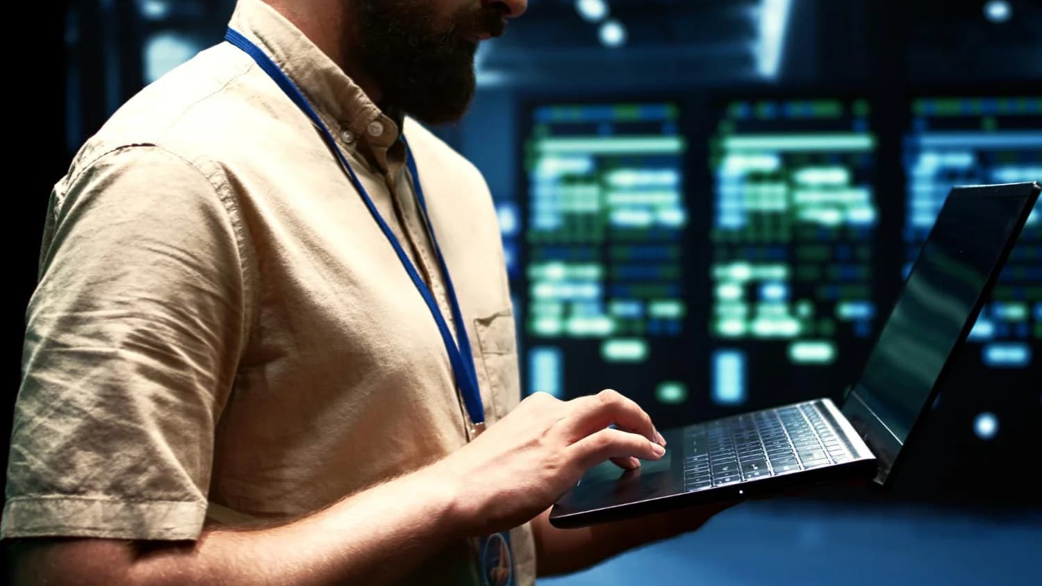 MSP marketing in Calgary — an IT professional in a modern server room.