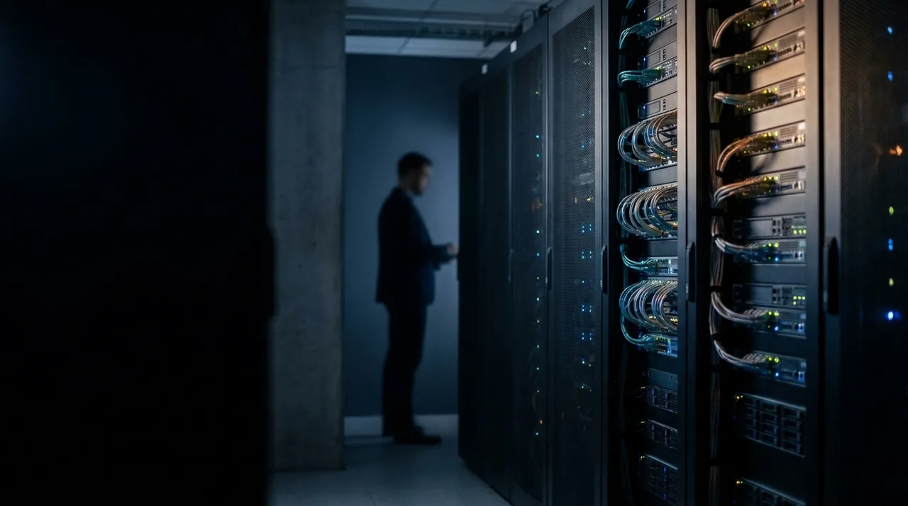 A Calgary network operations room with server racks — the managed IT and security providers Big Fox markets.